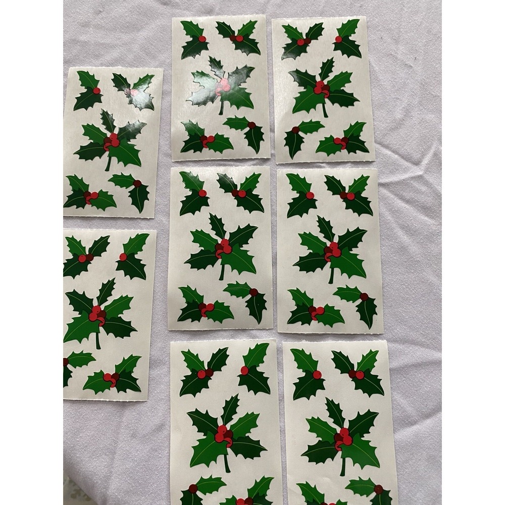 Mrs. Grossman's Sticker Lot Christmas Holly Vintage 1992 8 Mods Sheet
